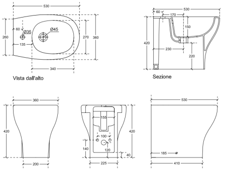 Биде напольное Galassia Eden 7214