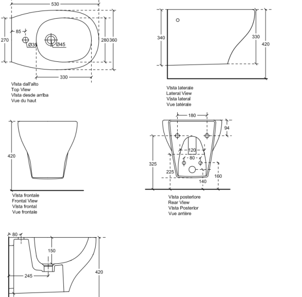 Биде подвесное Galassia Eden 7216